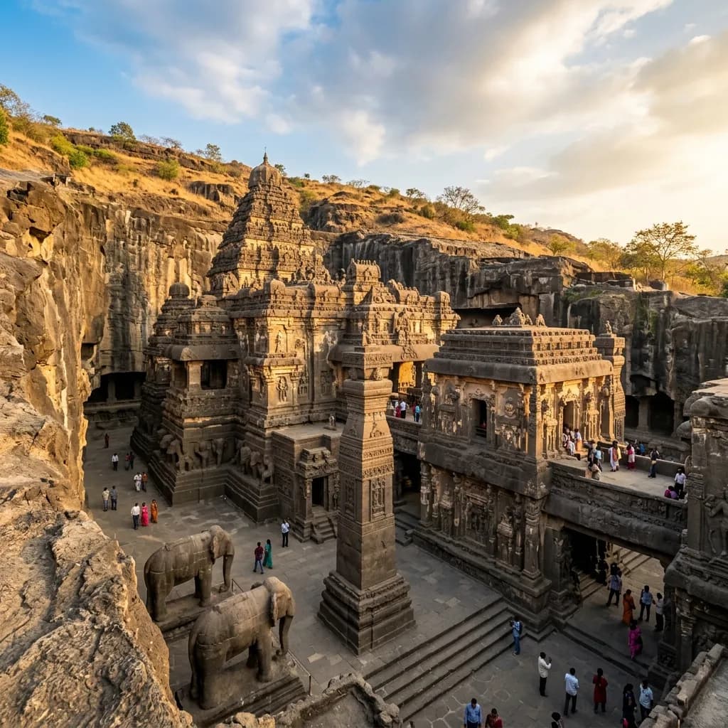 Monolithic Wonders & Sacred Geometry: The Top-Down Basalt Excavation of Kailasa Temple, Thanjavur's Shadowless Granite Tower, and Konark's Solar Chariot