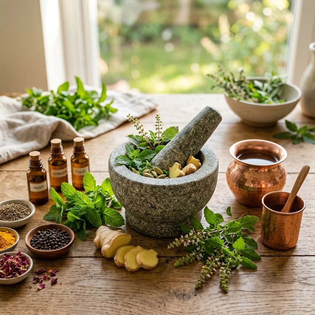 Ayurvedic Science: Shirodhara Brainwave Modulation, Daruharidra for Metabolism, and Ginger Gastric Kinetics