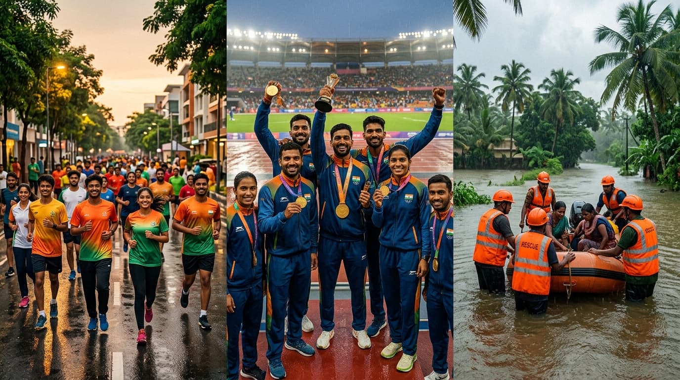 India Shines at CWG 2026 with 39 Medals, Modi Launches 100-Week Anti-Drug Drive, Kerala Floods Kill 8