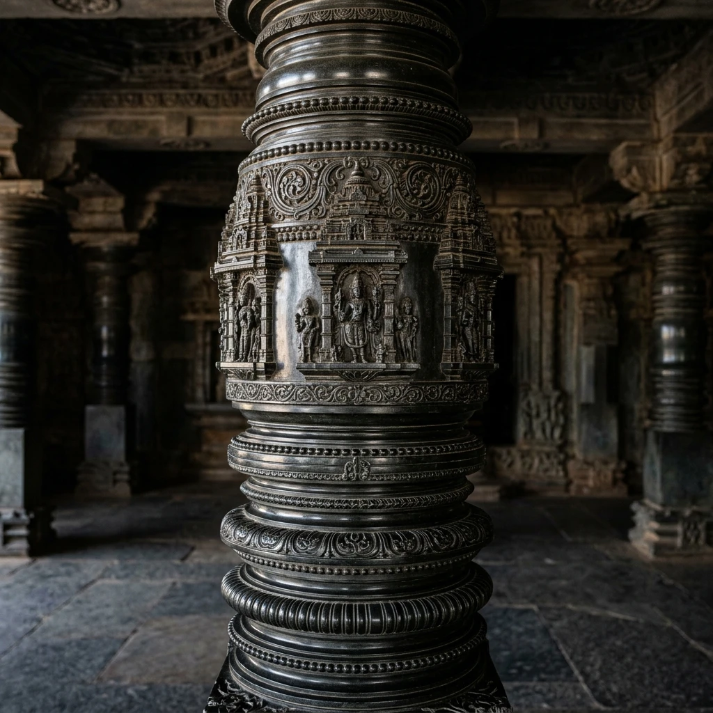 Intricate stone carving and architectural details of Mahadeva Temple at Itagi