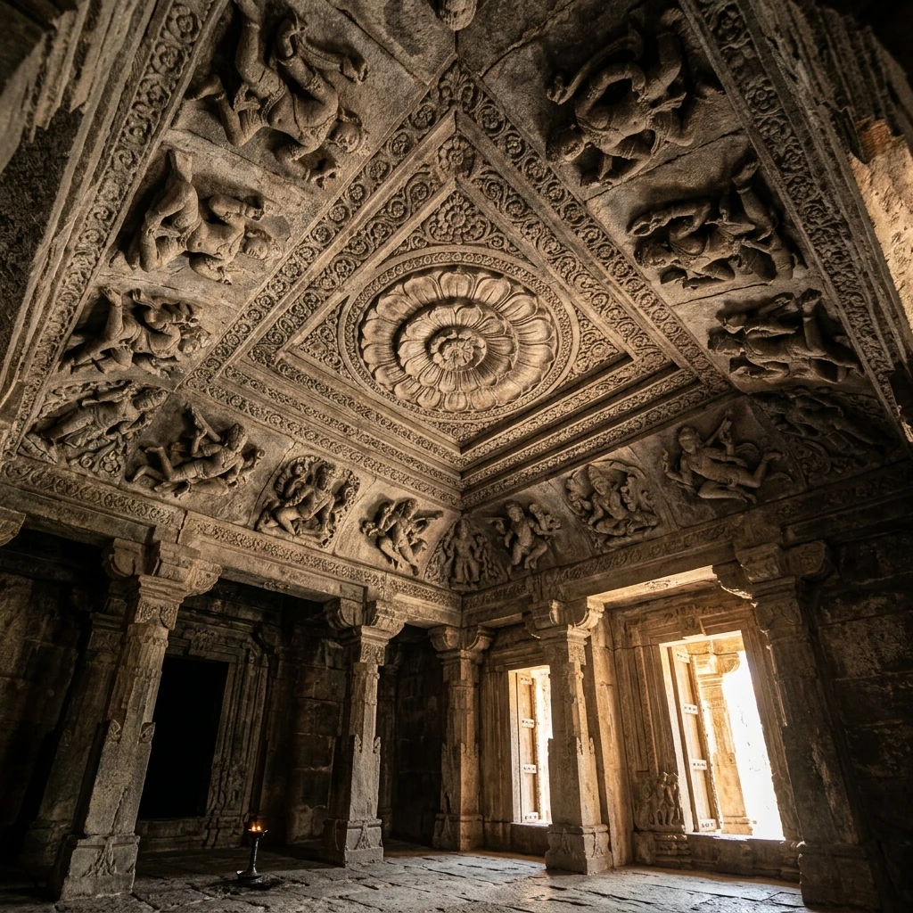 Dramatic view of the historic structures at Pandrethan Temple
