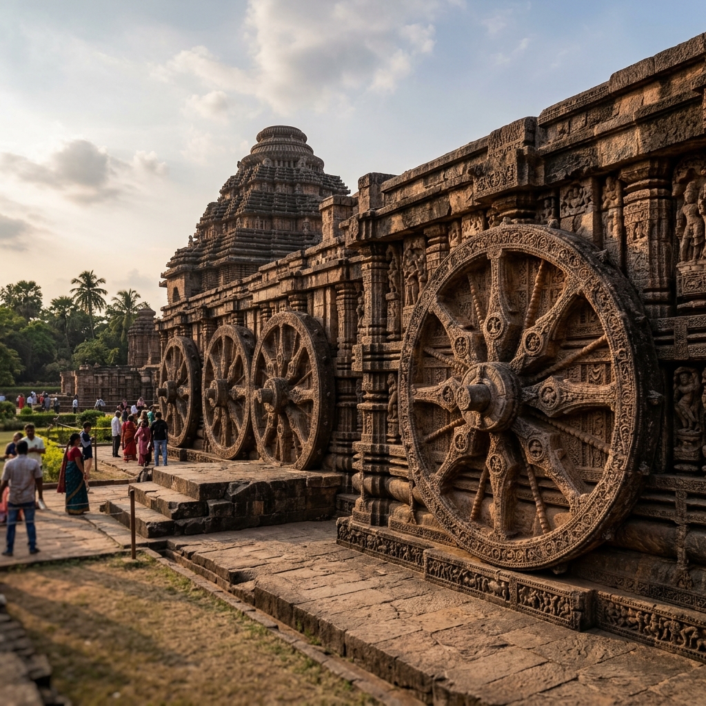 Dramatic view of the historic structures at Sun Temple, Konark
